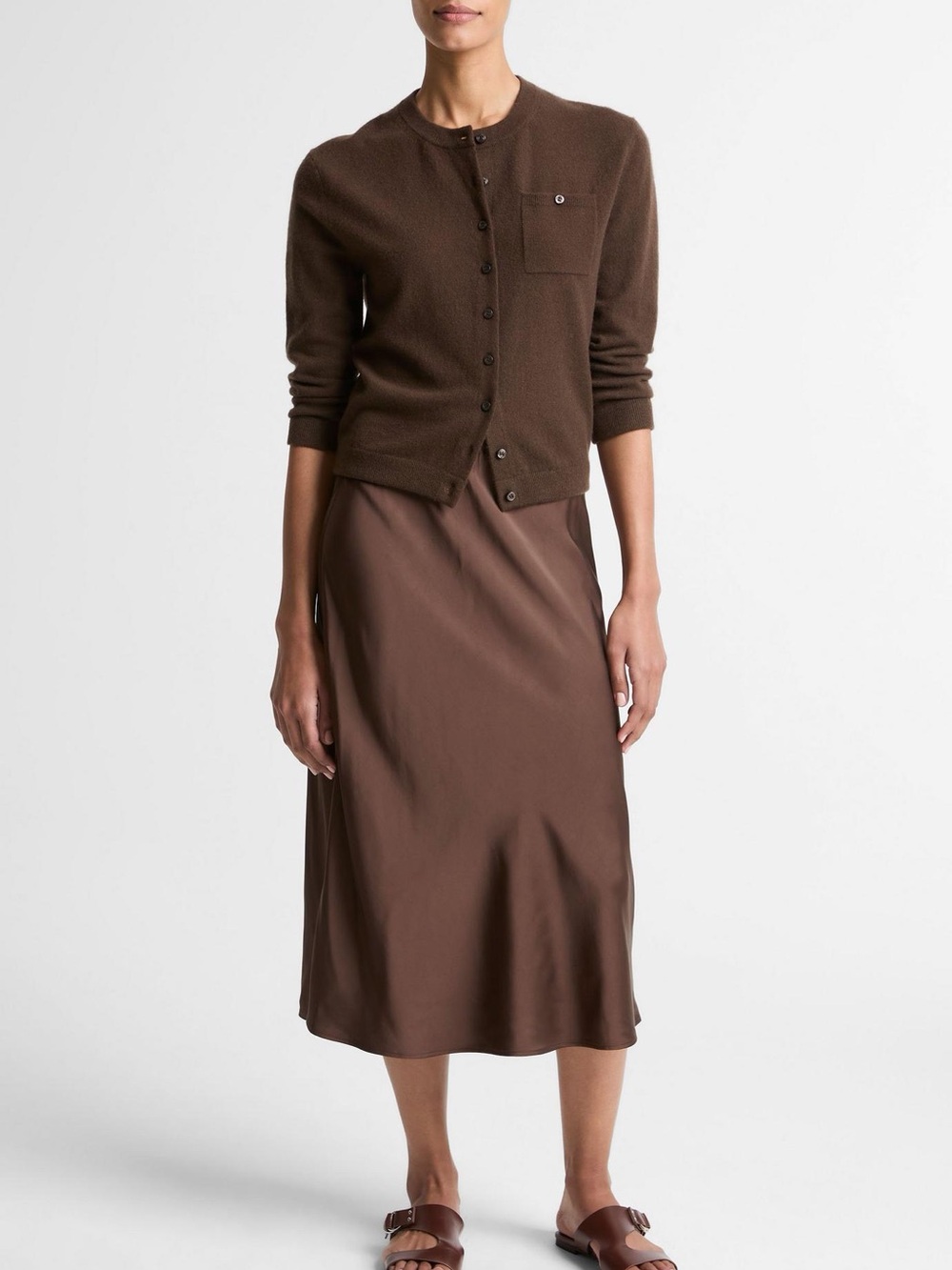 NWT 🤎 Vince Wool & Cashmere-Blend Pocket Cardigan in Brown Size Small - Picture 4 of 7